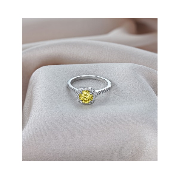 Elizabeth Yellow Lab Diamond 1.70ct Halo Ring in 18K White Gold - Elara Collection - Image 5