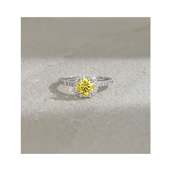 Elizabeth Yellow Lab Diamond 1.70ct Halo Ring in 18K White Gold - Elara Collection - Image 6