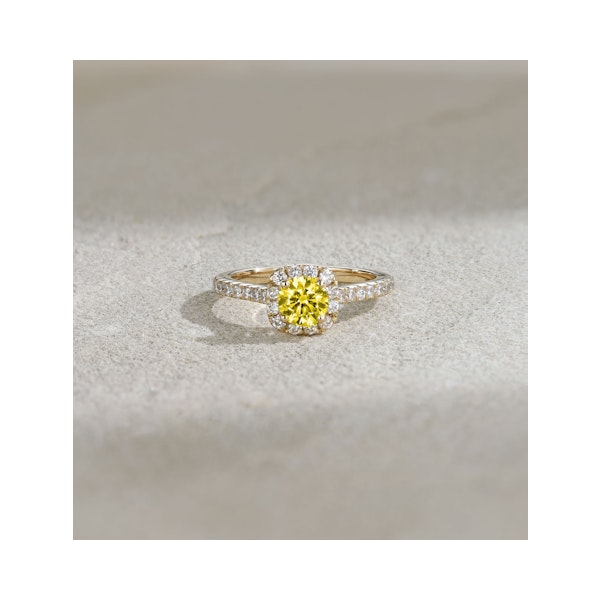 Elizabeth Yellow Lab Diamond 1.00ct Halo Ring in 18K Yellow Gold - Elara Collection - Image 6