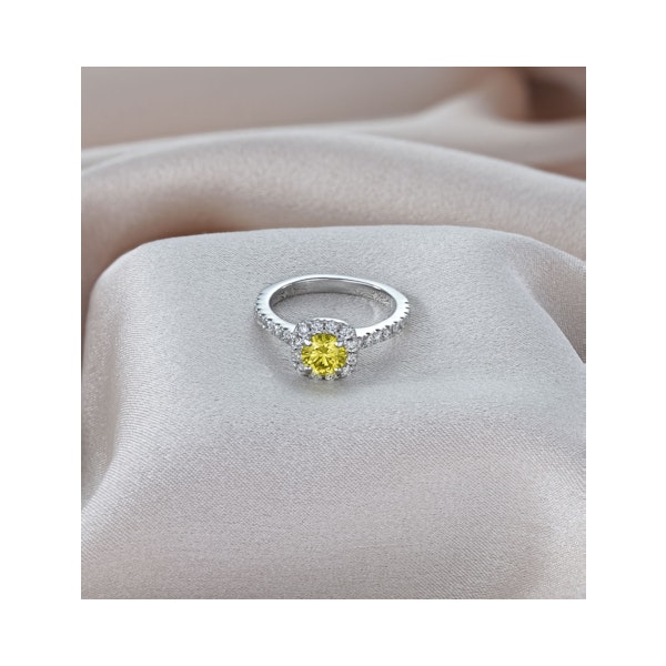 Elizabeth Yellow Lab Diamond 1.00ct Halo Ring in 18K White Gold - Elara Collection - Image 5