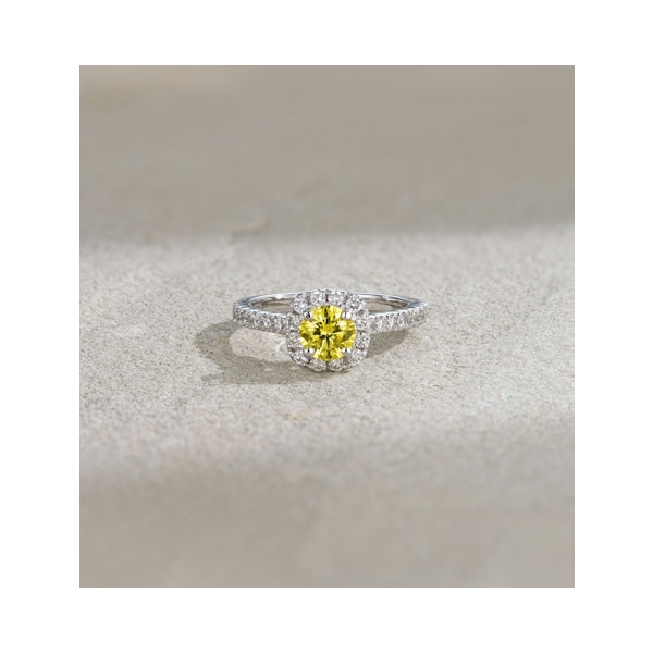 Elizabeth Yellow Lab Diamond 1.00ct Halo Ring in 18K White Gold - Elara Collection - Image 6