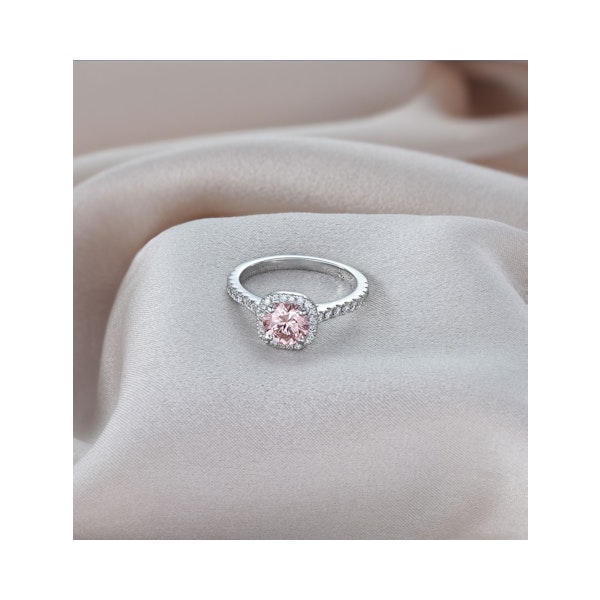 Elizabeth Pink Lab Diamond 1.70ct Halo Ring in 18K White Gold - Elara Collection - Image 5