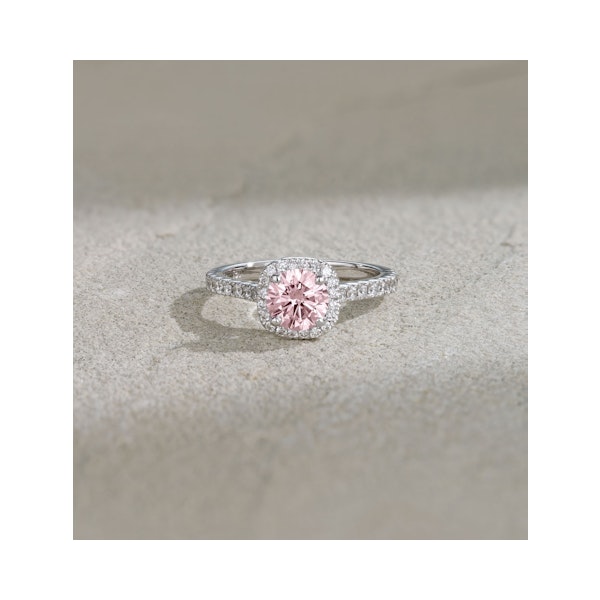 Elizabeth Pink Lab Diamond 1.70ct Halo Ring in 18K White Gold - Elara Collection - Image 6