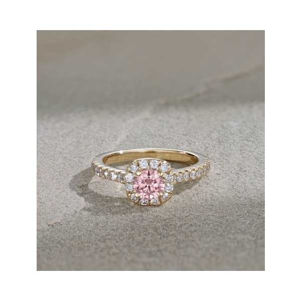 Elizabeth Pink Lab Diamond 1.00ct Halo Ring in 18K Yellow Gold - Elara Collection - Image 6