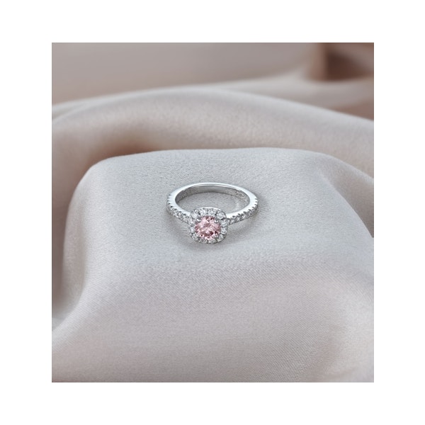 Elizabeth Pink Lab Diamond 1.00ct Halo Ring in 18K White Gold - Elara Collection - Image 5