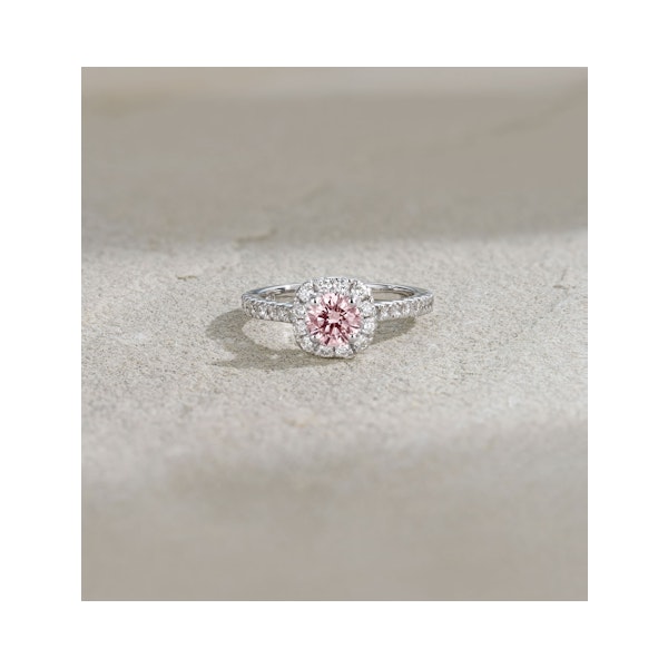 Elizabeth Pink Lab Diamond 1.00ct Halo Ring in 18K White Gold - Elara Collection - Image 6