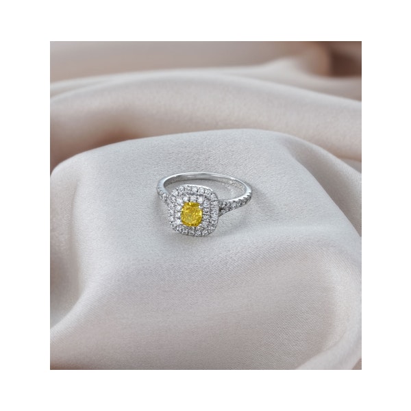Anastasia Yellow Lab Diamond 1.30ct Halo Ring in 18K White Gold - Elara Collection - Image 5
