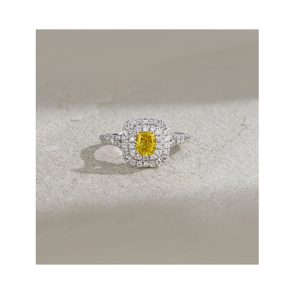Anastasia Yellow Lab Diamond 1.30ct Halo Ring in 18K White Gold - Elara Collection - Image 6