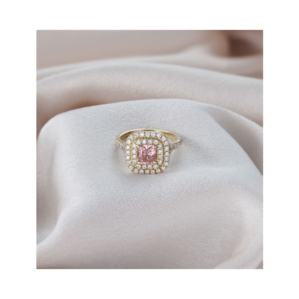 Anastasia Pink Lab Diamond 1.65ct Halo Ring in 18K Yellow Gold - Elara Collection - Image 5