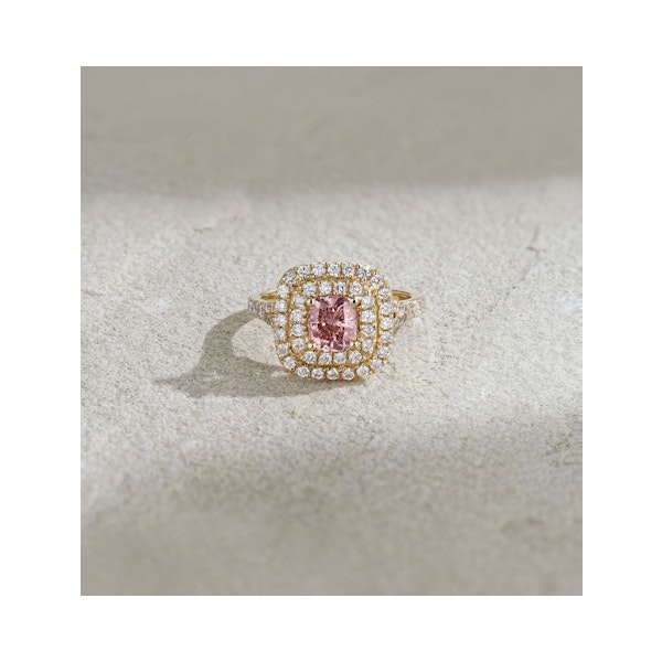 Anastasia Pink Lab Diamond 1.65ct Halo Ring in 18K Yellow Gold - Elara Collection - Image 6
