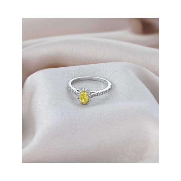 Georgina Yellow Lab Diamond Oval Halo 0.90ct Ring in 18K White Gold - Elara Collection - Image 5