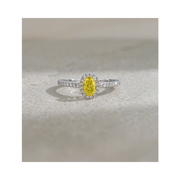 Georgina Yellow Lab Diamond Oval Halo 0.90ct Ring in 18K White Gold - Elara Collection - Image 6