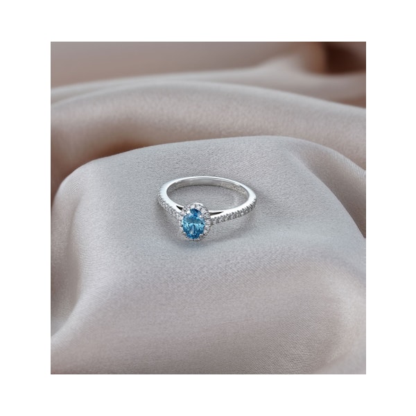 Georgina Blue Lab Diamond Oval Halo 0.90ct Ring in 18K White Gold - Elara Collection - Image 5