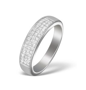 18K White Gold Princess Diamond Half Eternity Ring - SIZE N