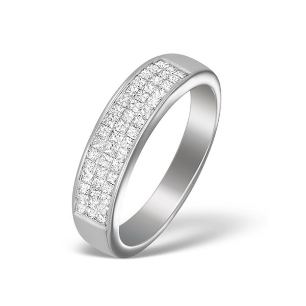 18K White Gold Princess Diamond Half Eternity Ring - SIZE N - Image 1