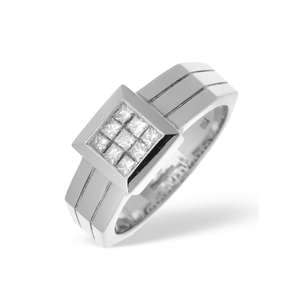 18K White Gold Princess Cut Diamond Ladies Ring - SIZE N - Image 1