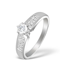 18K White Gold Lab Diamond Solitaire Ring with Shoulder Detail (0.55ct) SIZE N