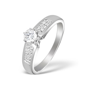18K White Gold Lab Diamond Solitaire Ring with Shoulder Detail (0.55ct) SIZE N