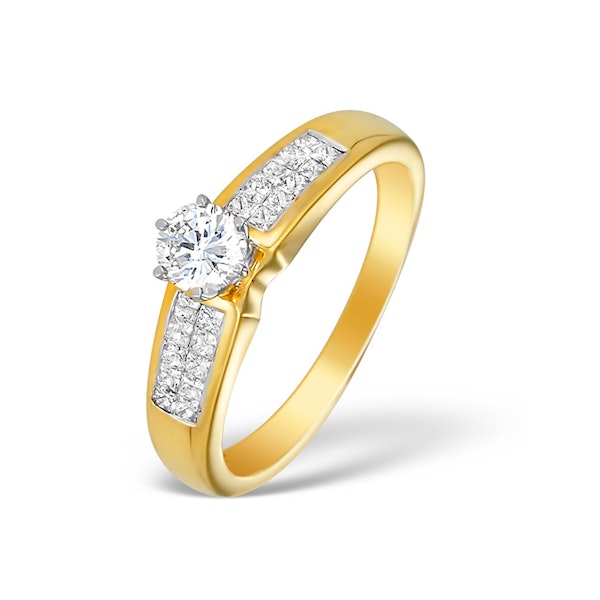 18K Gold Lab Diamond Solitaire Ring with Shoulder Detail (0.55ct) SIZE N - Image 1