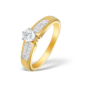 18K Gold Lab Diamond Solitaire Ring with Shoulder Detail (0.55ct) SIZE N