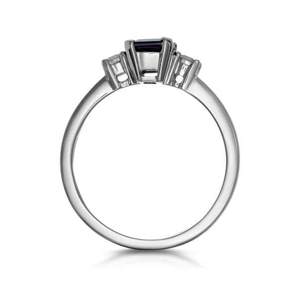 Sapphire 7 x 5mm And Diamond 18K White Gold Ring - Image 3