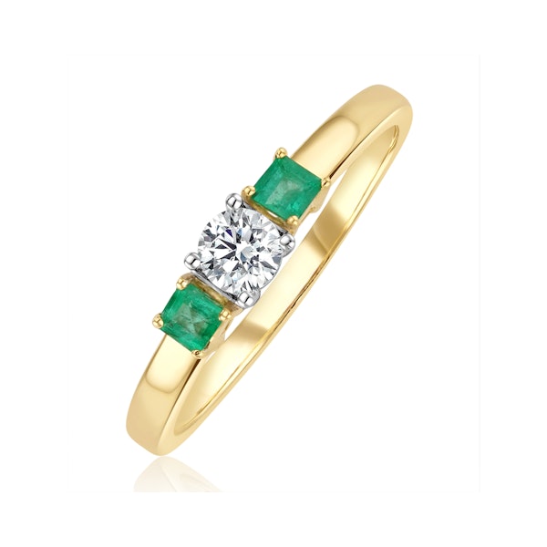 Emerald 0.20ct And Diamond 18K Gold Ring SIZES AVAILABLE J - Image 1