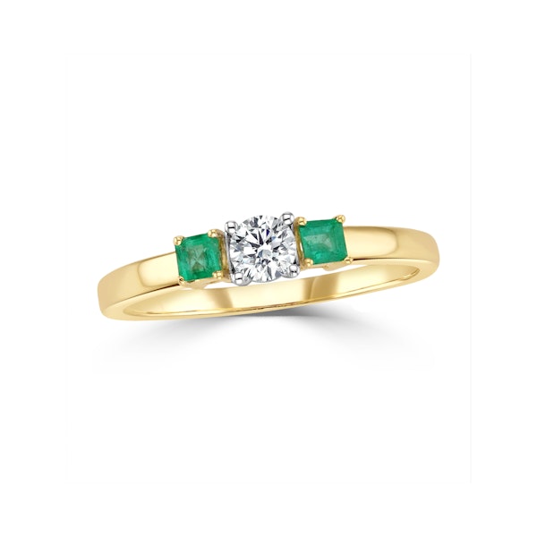 Emerald 0.20ct And Diamond 18K Gold Ring SIZES AVAILABLE J - Image 2