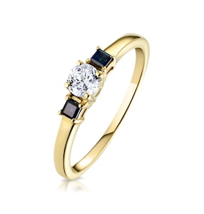 Diamond 0.25ct And Sapphire 18K Gold Ring SIZES I