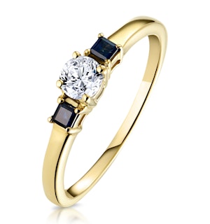 Diamond 0.25ct And Sapphire 18K Gold Ring