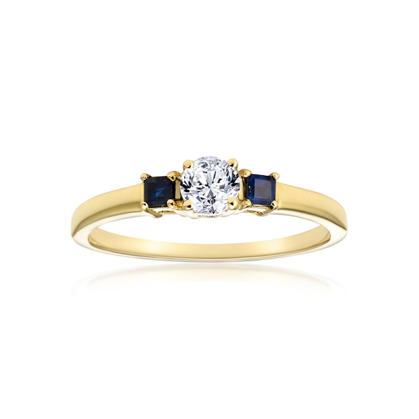 Diamond 0.25ct And Sapphire 18K Gold Ring SIZES I - Image 2