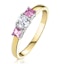 18K Gold Diamond Pink Sapphire Ring 0.25ct - image 1