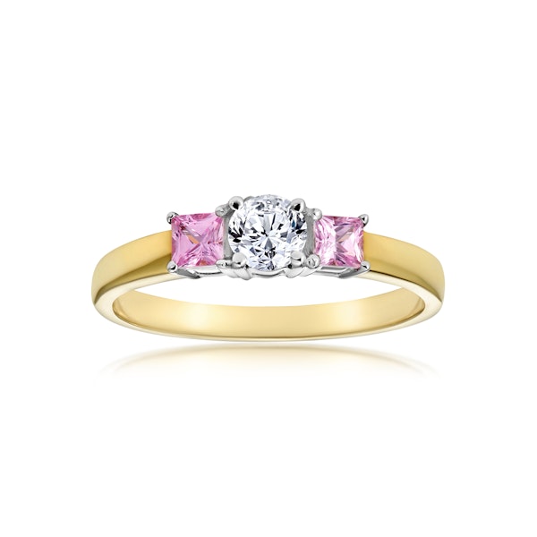 18K Gold Lab Diamond Pink Sapphire Ring 0.25ct SIZES K M - Image 2
