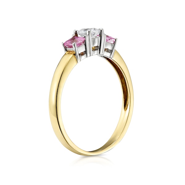18K Gold Lab Diamond Pink Sapphire Ring 0.25ct SIZES K M - Image 3
