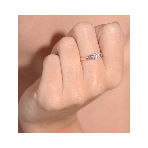 18K Gold Lab Diamond Pink Sapphire Ring 0.25ct SIZES K M - Image 4