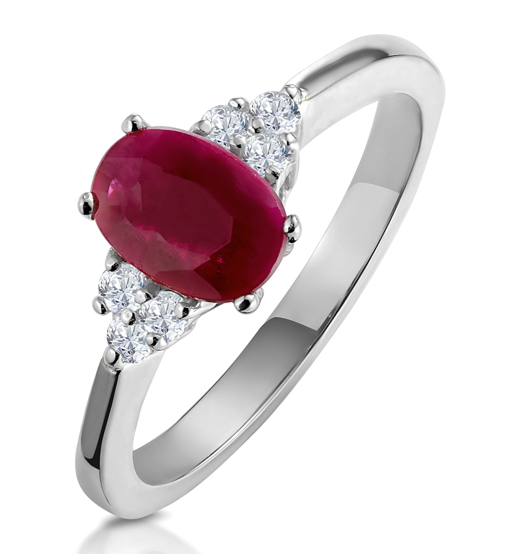 Ruby 1.15ct And Diamond 18K White Gold Ring