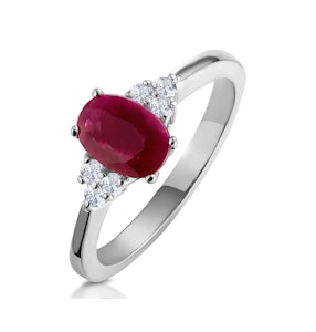 1.15ct Ruby And Diamond 18K White Gold Ring - Size G