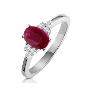 Ruby 0.90ct And Diamond 18K White Gold Ring