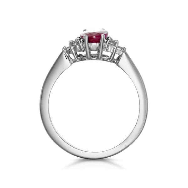 Ruby 0.90ct And Diamond 18K White Gold Ring - Image 3