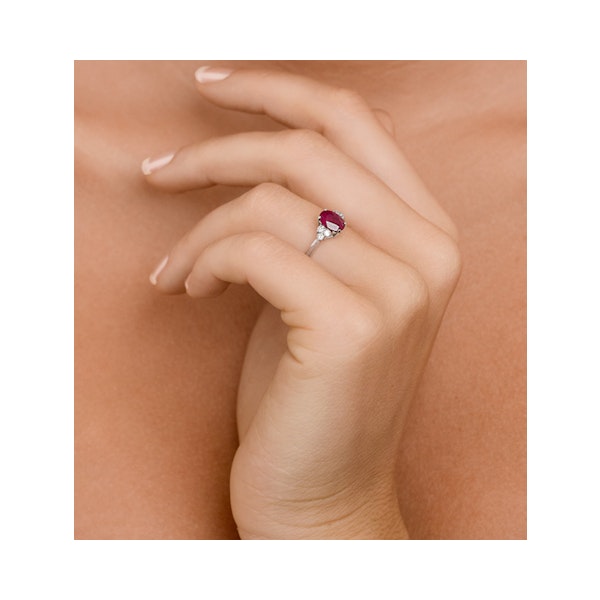 Ruby 7mm x 5mm And Diamond 18K Gold Ring - Image 2