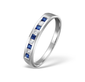 Sapphire 0.20ct And Diamond 9K White Gold Ring