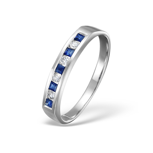 Sapphire 0.20ct And Diamond 9K White Gold Ring - Image 1