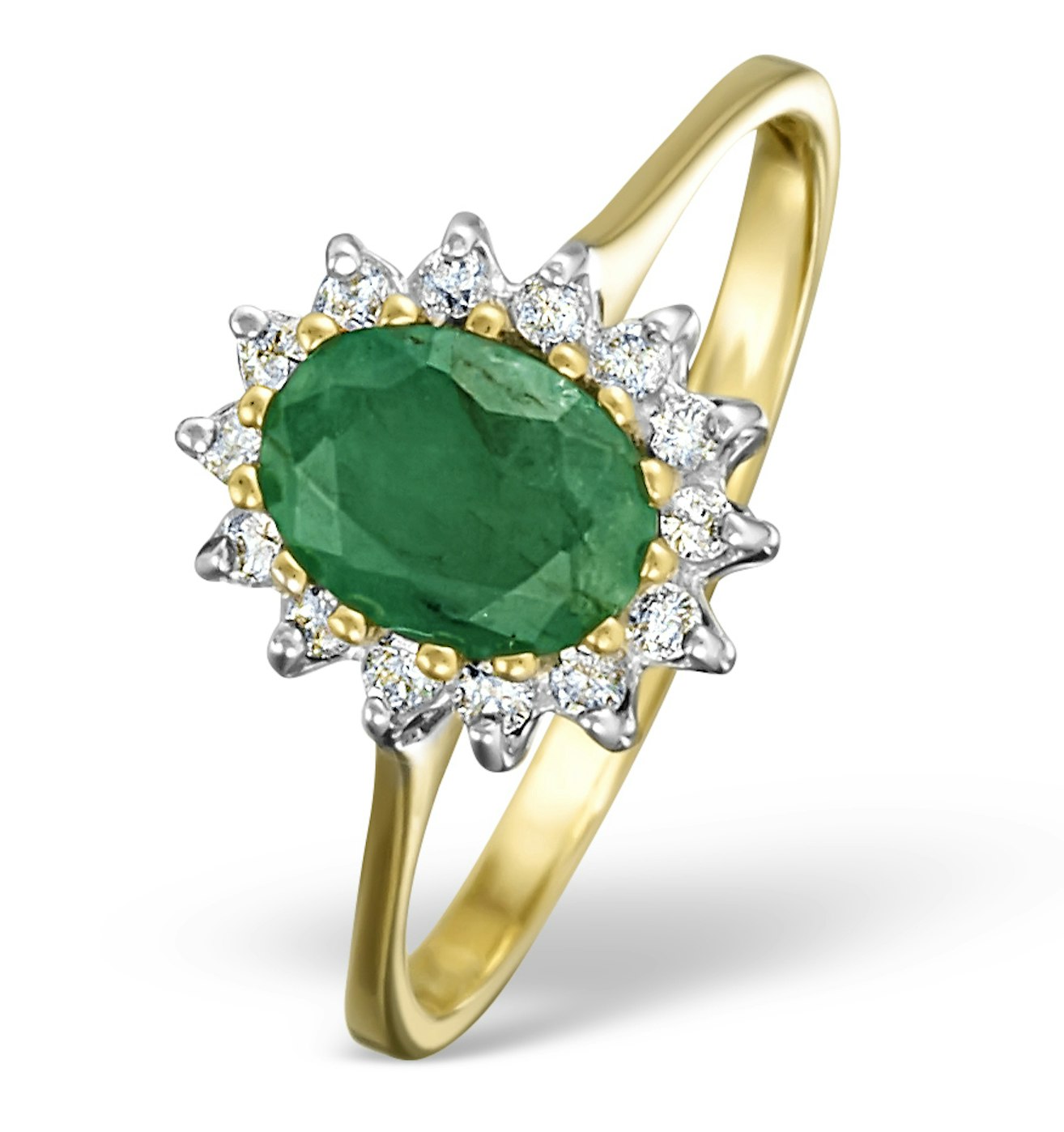 Emerald 0.83ct And Diamond 9K Gold Ring Item E5216
