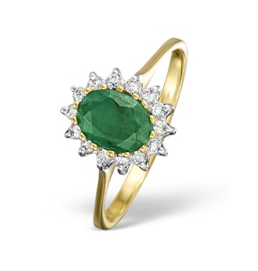Emerald 0.83ct And Diamond 9K Gold Ring