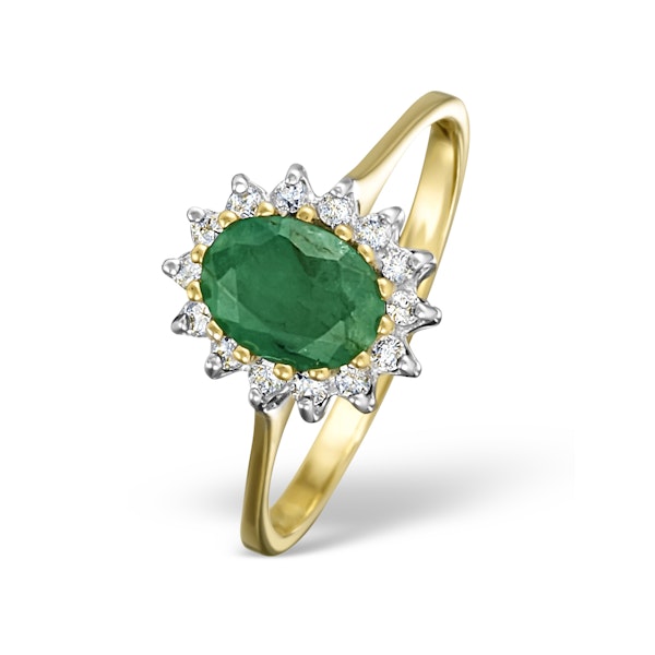 Emerald 0.83ct And Diamond 9K Gold Ring - Image 1