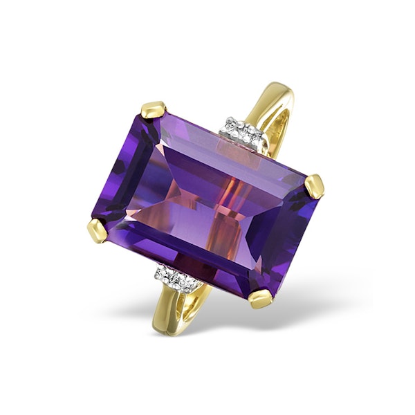 Amethyst 6.40ct And Diamond 9K Gold Ring - Image 1