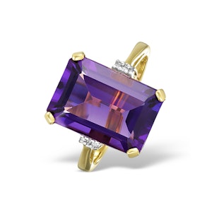 Amethyst 6.40ct And Diamond 9K Gold Ring