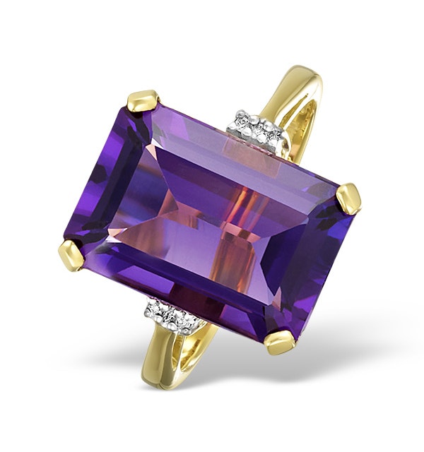 Amethyst 6.40ct And Diamond 9K Gold Ring - image 1