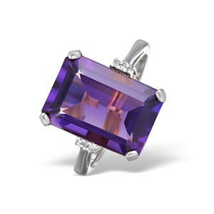 Amethyst 6.40ct And Diamond 9K White Gold Ring