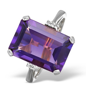 Amethyst 6.40ct And Diamond 9K White Gold Ring