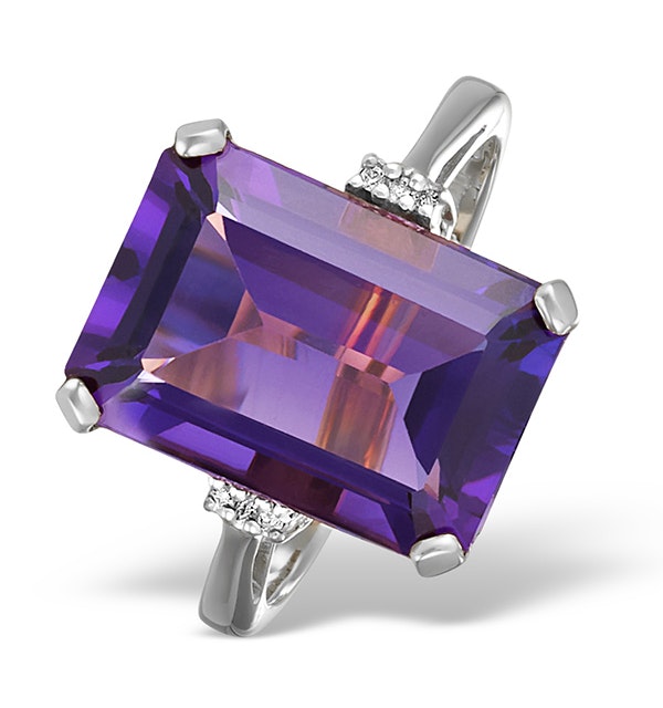 Amethyst 6.40ct And Diamond 9K White Gold Ring - image 1